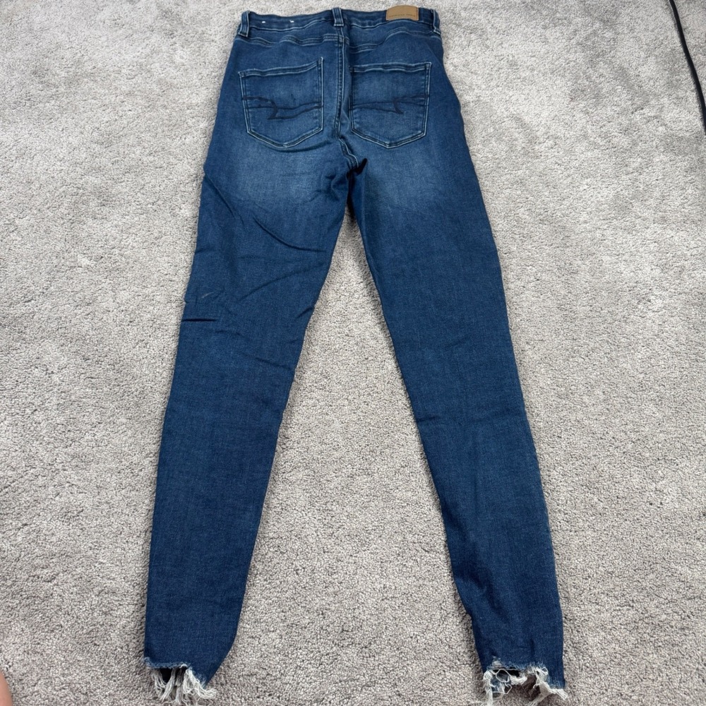 American Eagle Women's 4R Curvy Highest Rise Jeggings Distressed Dark Wash - Picture 6 of 7